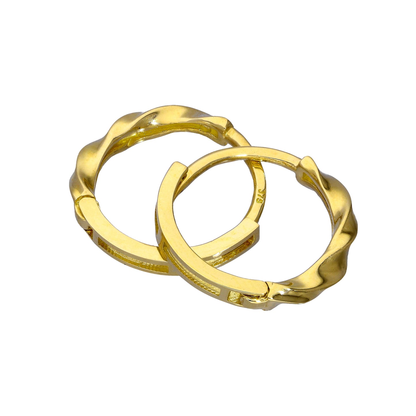 9ct Gold Half Twisted 13mm Hinged Huggie Hoops