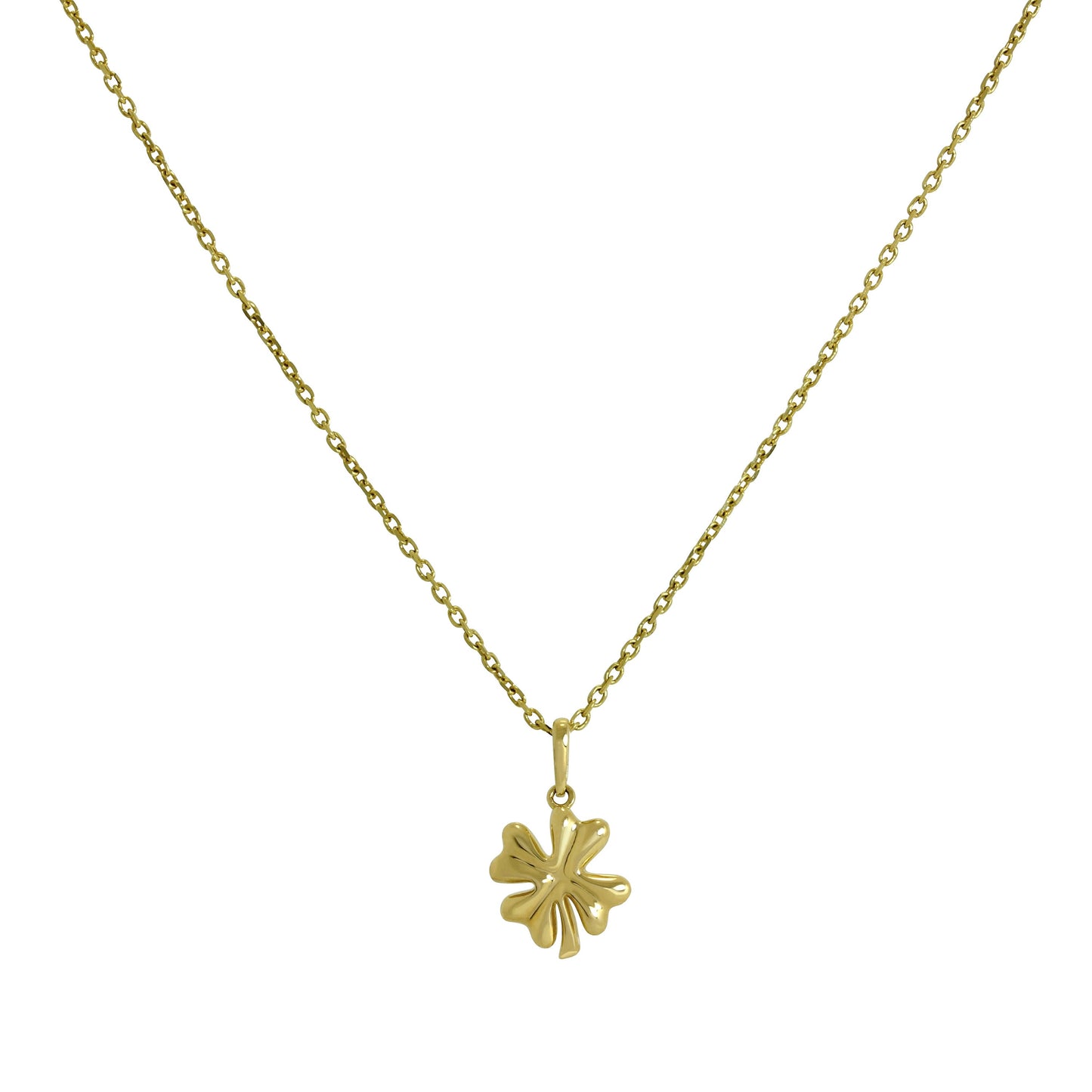 9ct Gold Four Leaf Clover Pendant Necklace 16 - 20 Inches