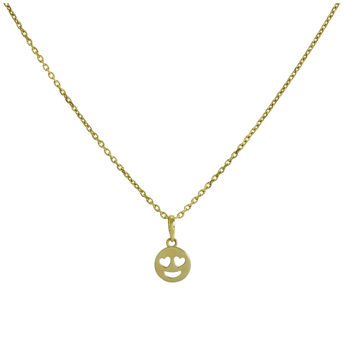 9ct Gold Heart Eyes Emoji Pendant Necklace 16 - 20 Inches