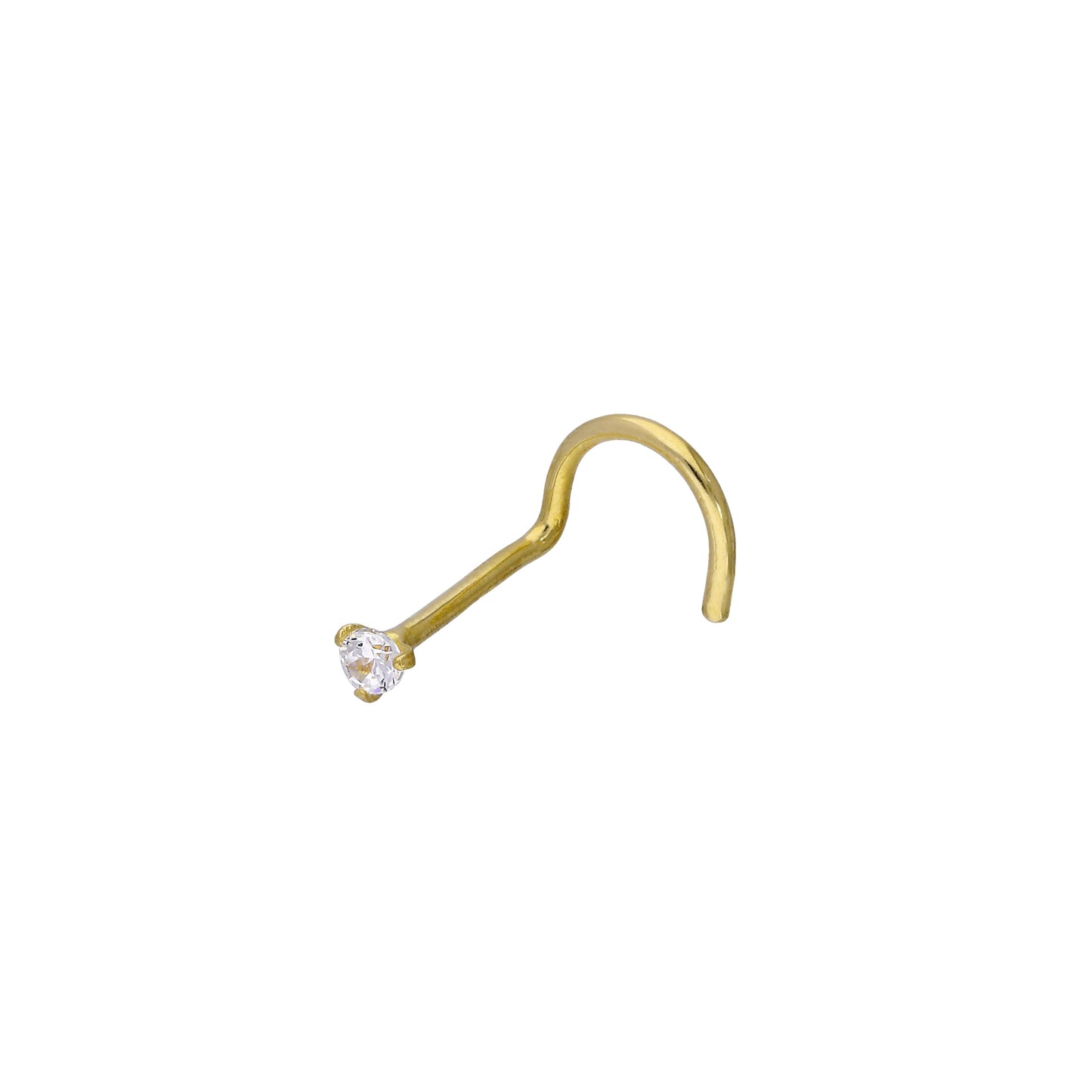 9ct Gold & Clear CZ Crystal 24Ga Nose Screw