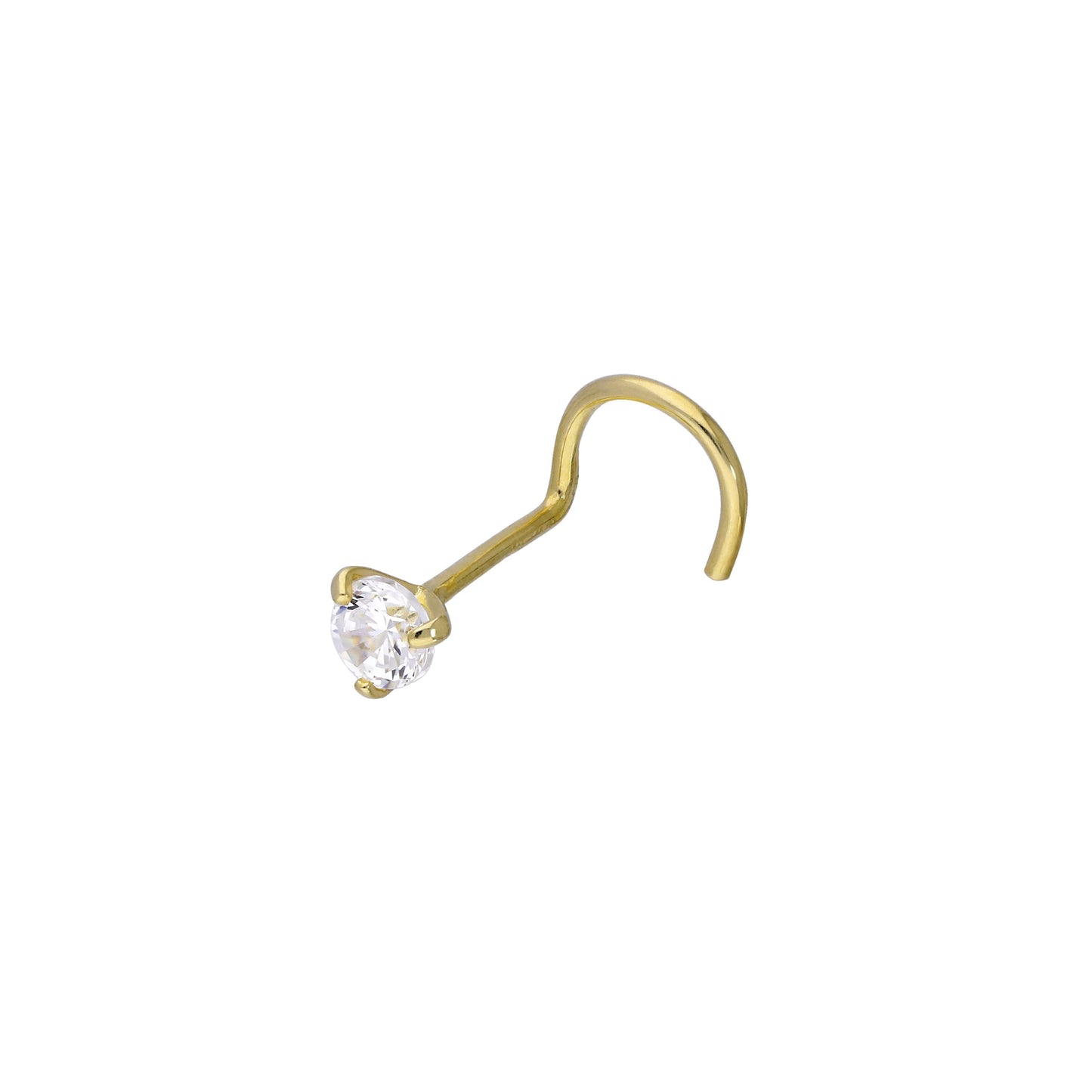 9ct Gold & Clear 3mm CZ Crystal 22Ga Nose Screw