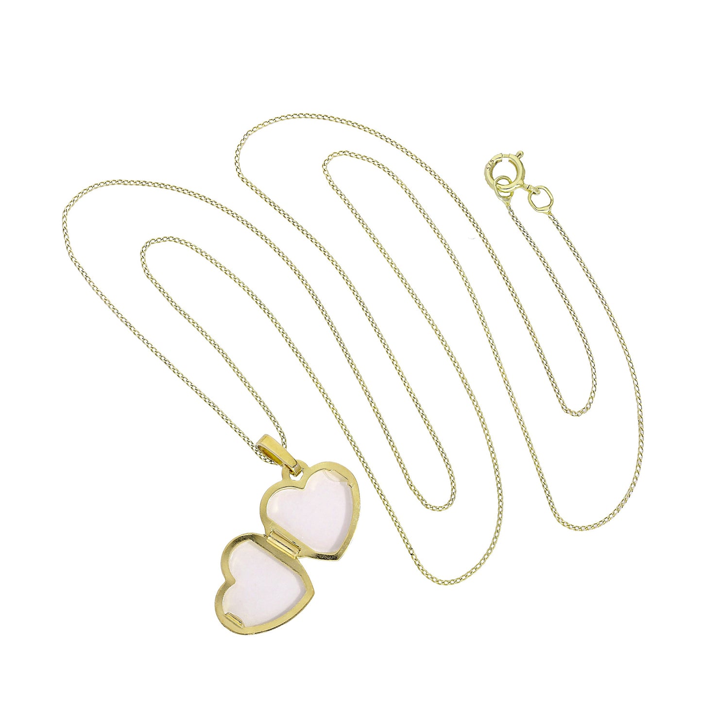 Small 9ct Gold Engravable Heart Locket with Floral Design on Chain 16-20 Inches