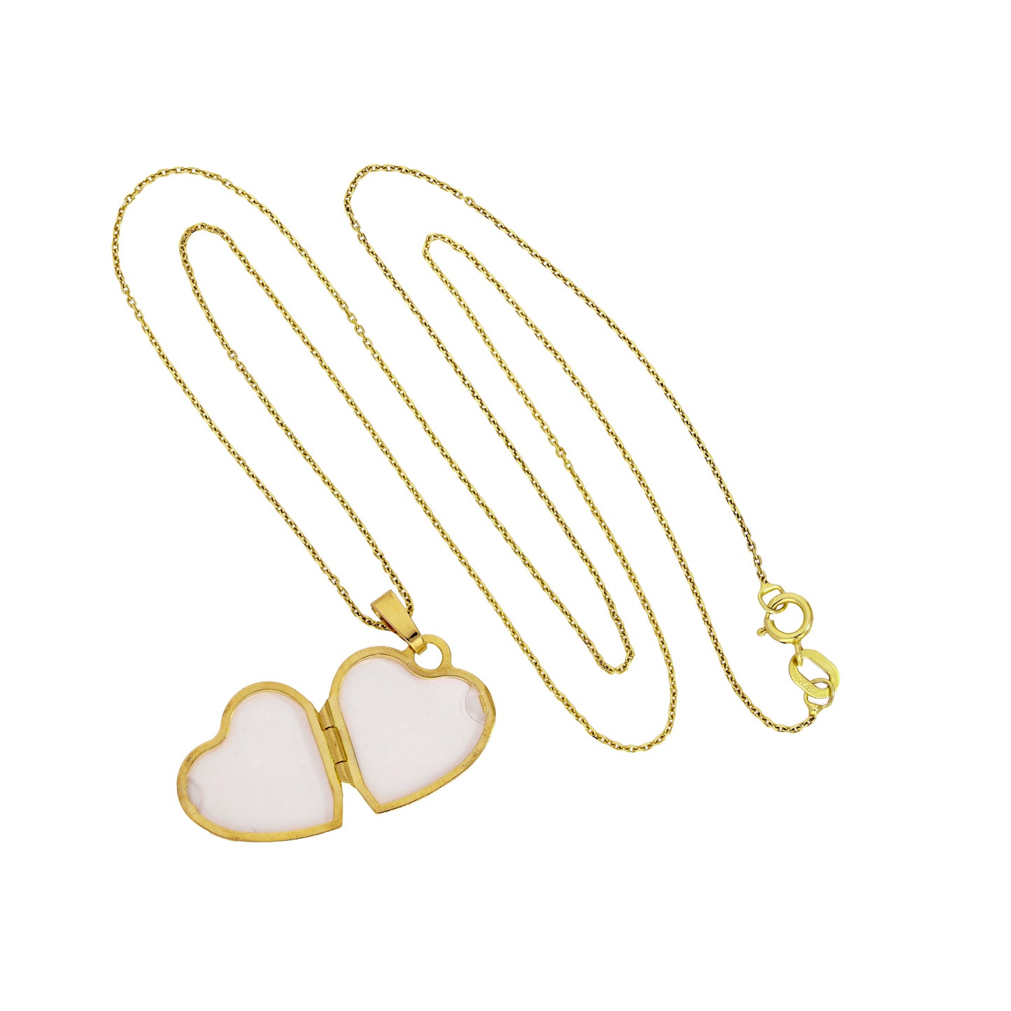 9ct Gold Engravable Two Tone Matt & Polished Heart Locket 16-20 Inches