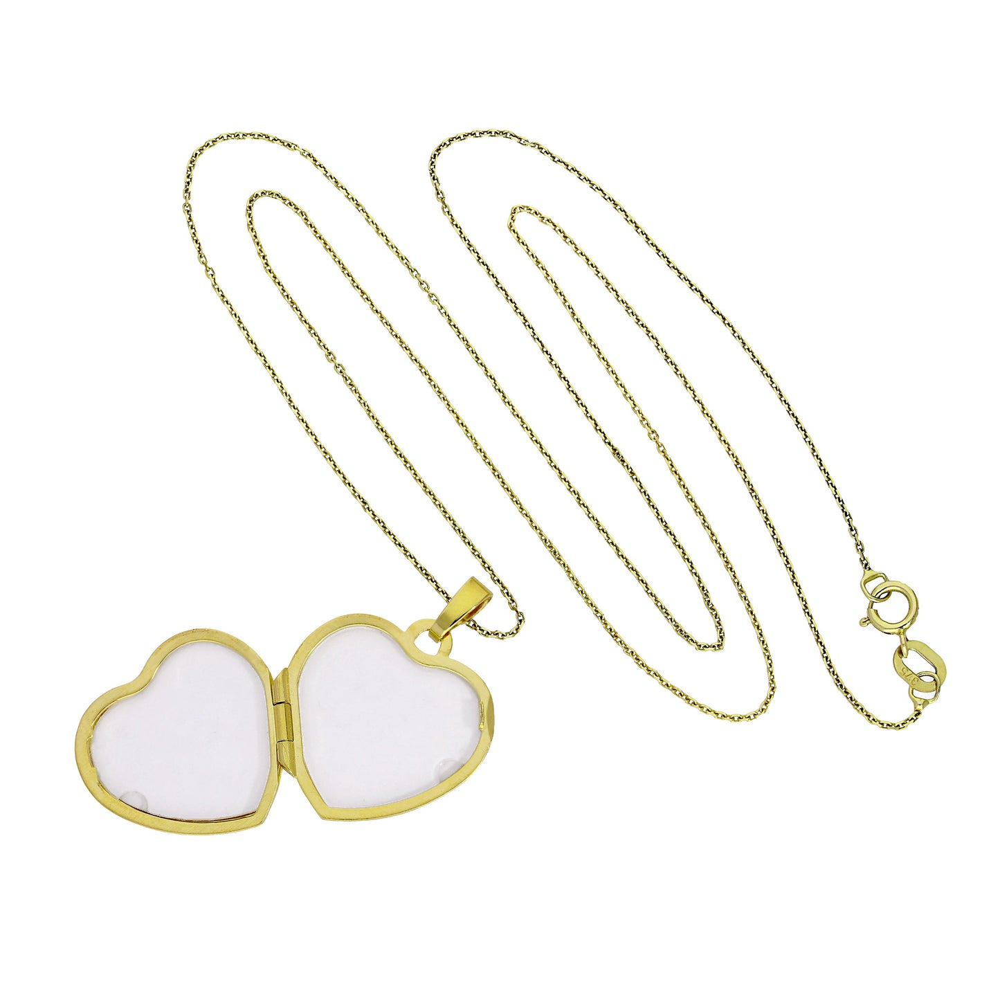 9ct Gold Engravable Heart Locket with Raised Border on Chain 16 - 20 Inches