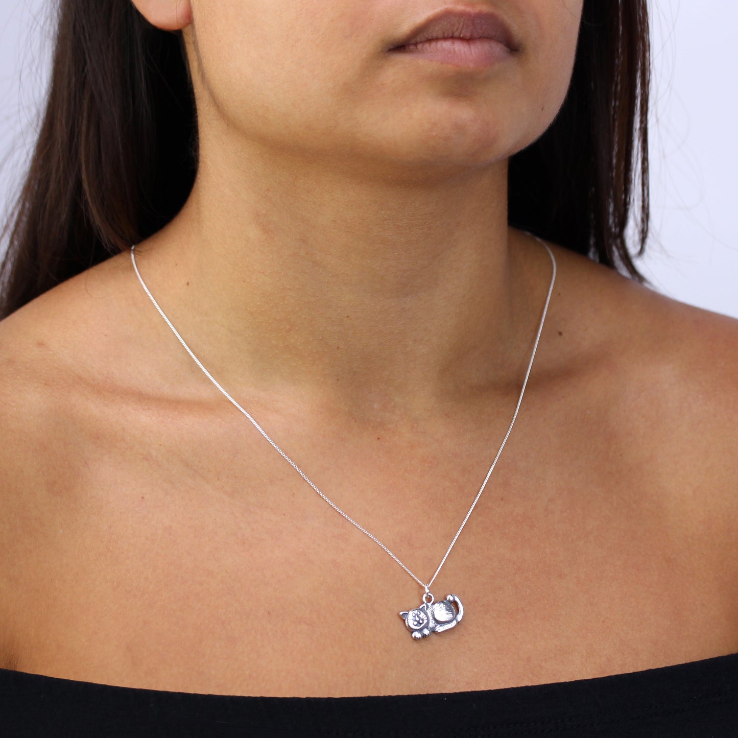 Sterling Silver Fat Cat Necklace