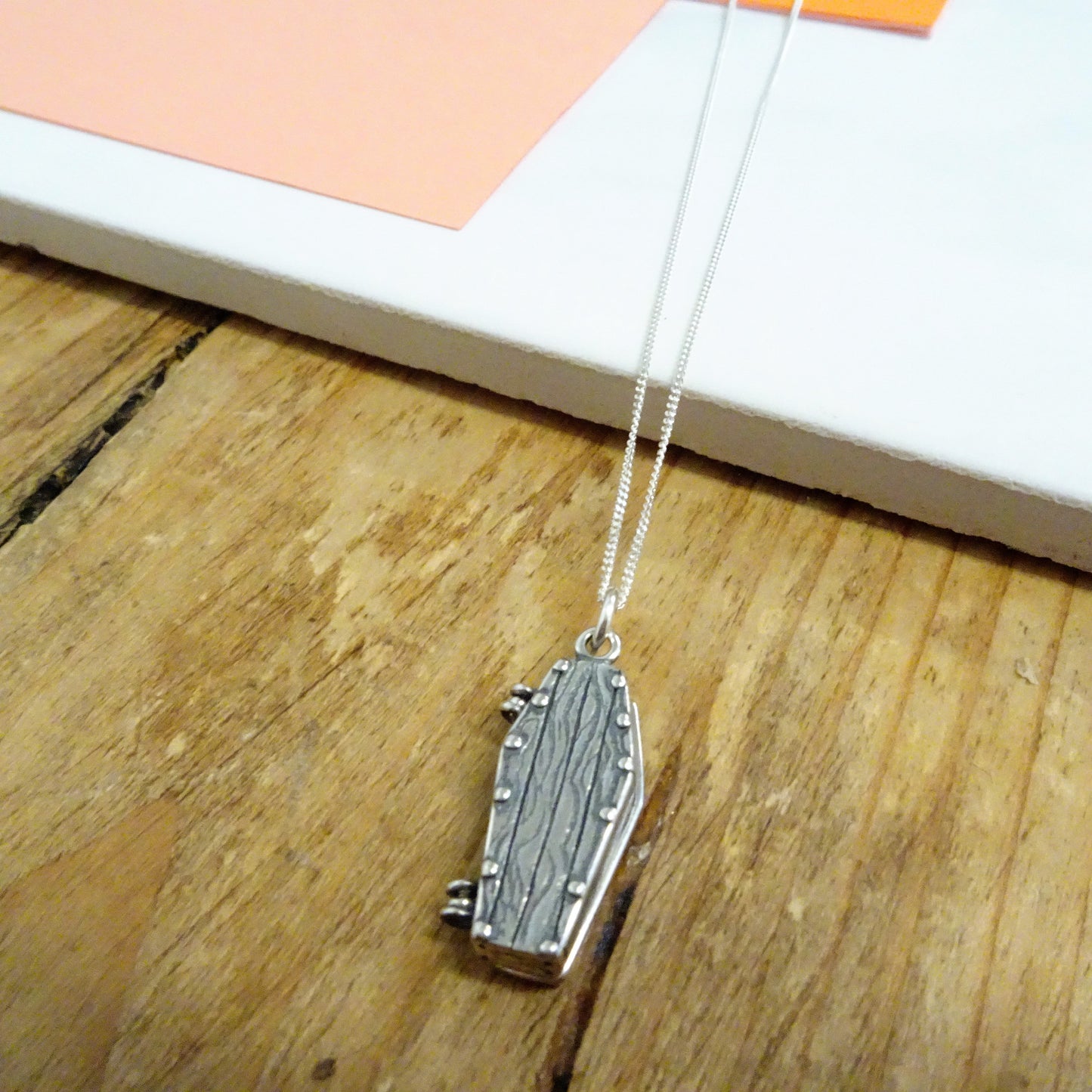 Sterling Silver Opening Coffin Necklace