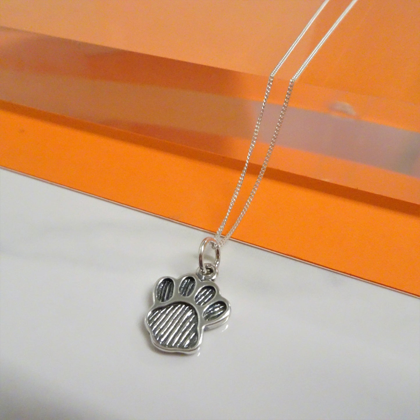 Large Sterling Silver Animal Pawprint Necklace