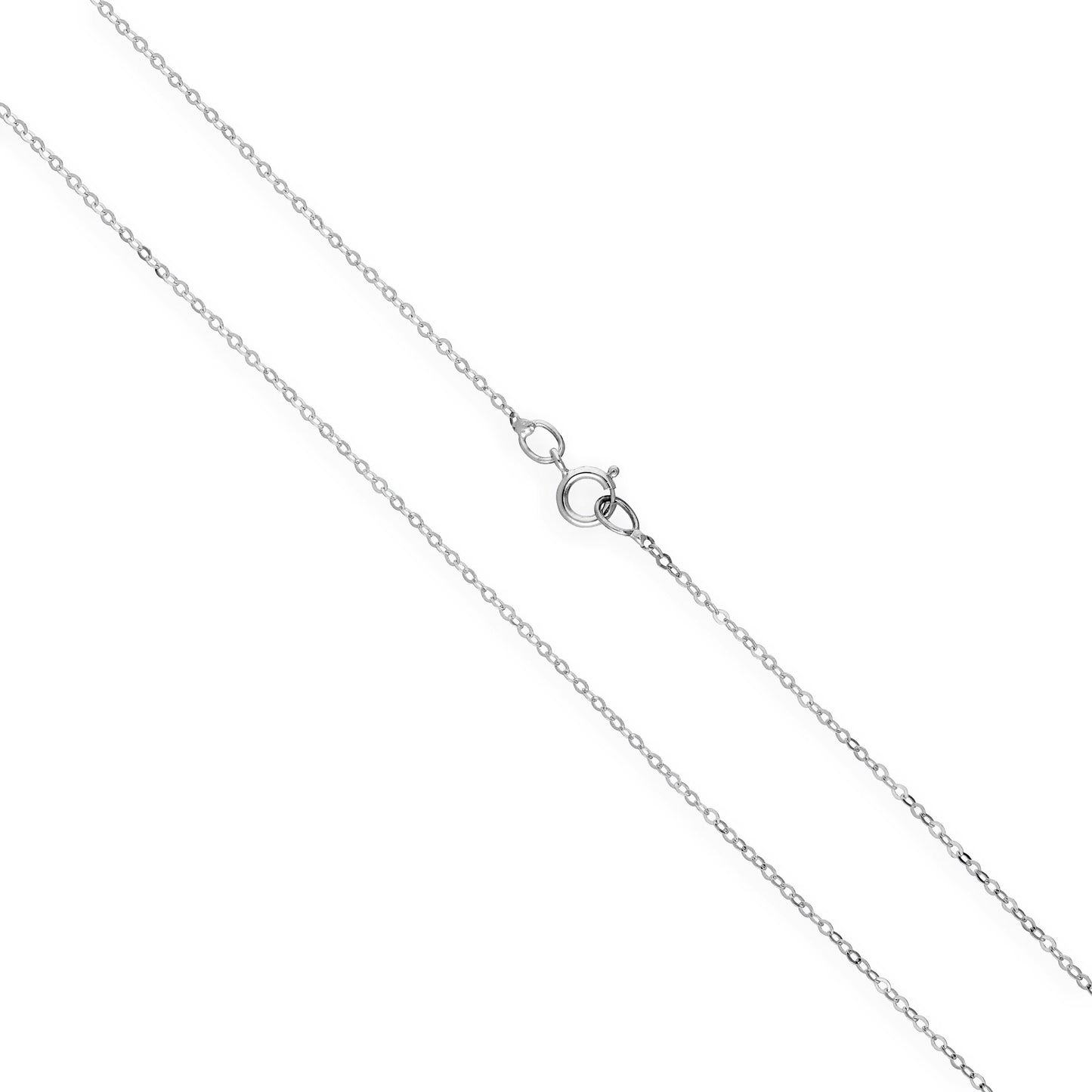9ct White Gold Hammered Trace Chain 16 - 24 Inches
