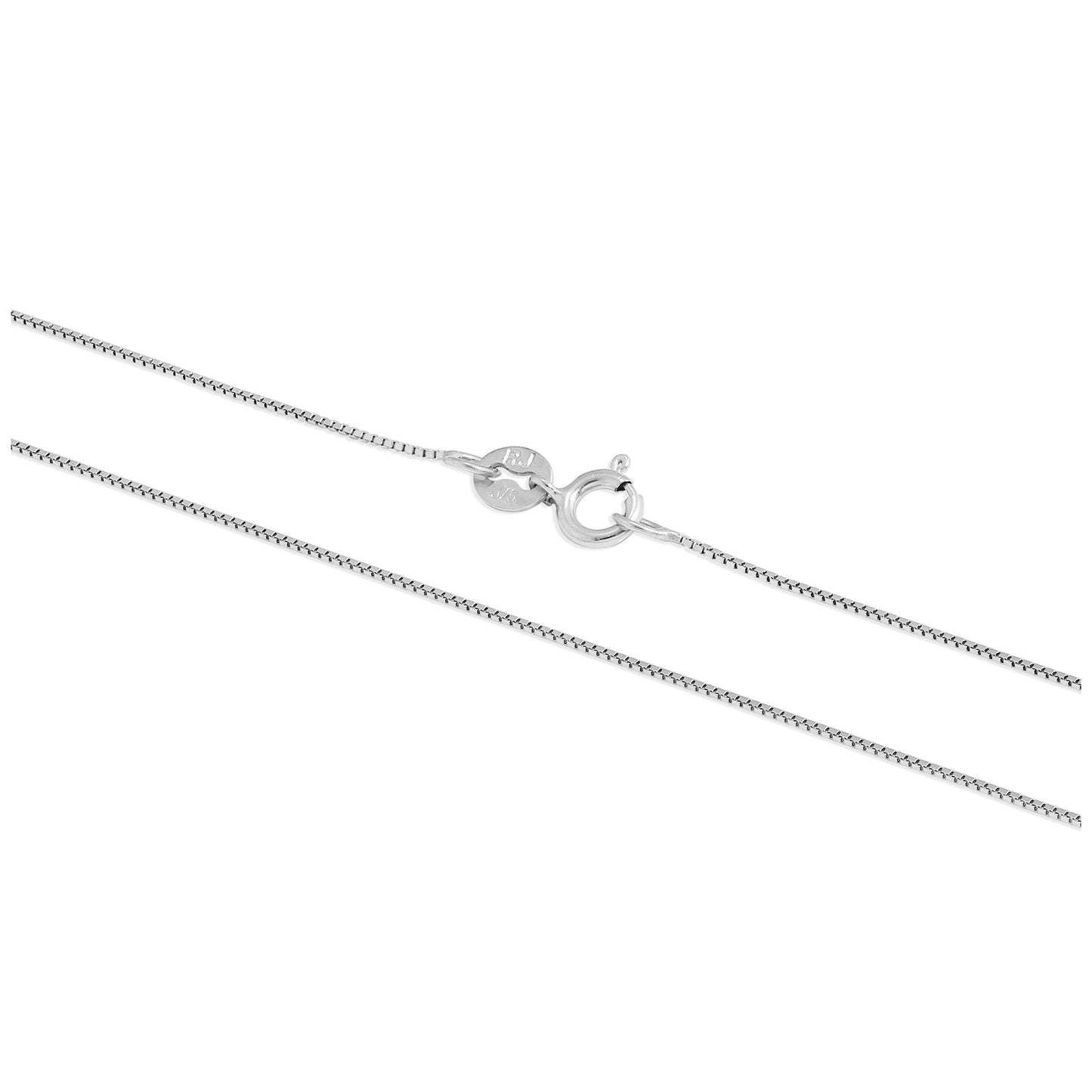 9ct White Gold Box Chain 16 - 22 Inches