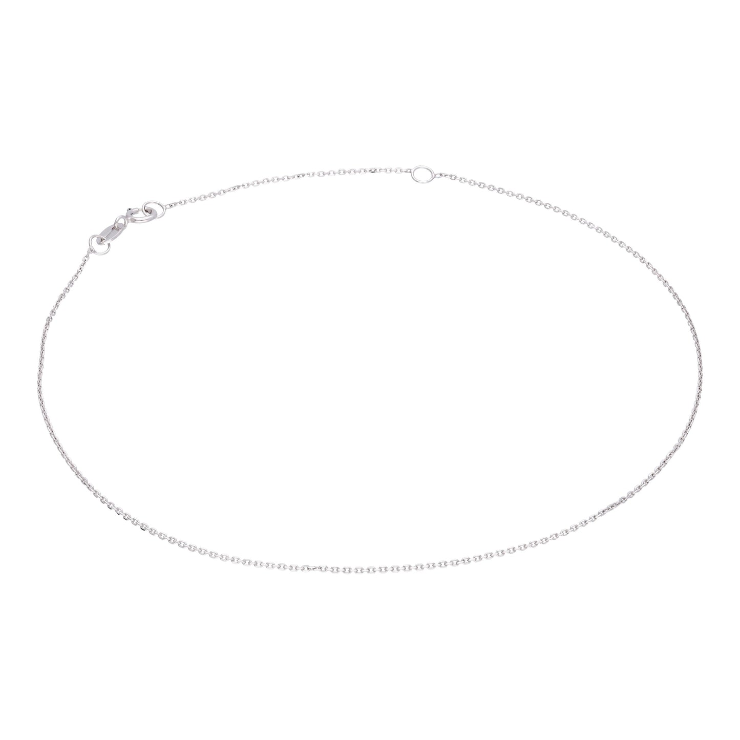 9ct White Gold Faceted Trace Chain Anklet 9 - 10.5 Inches