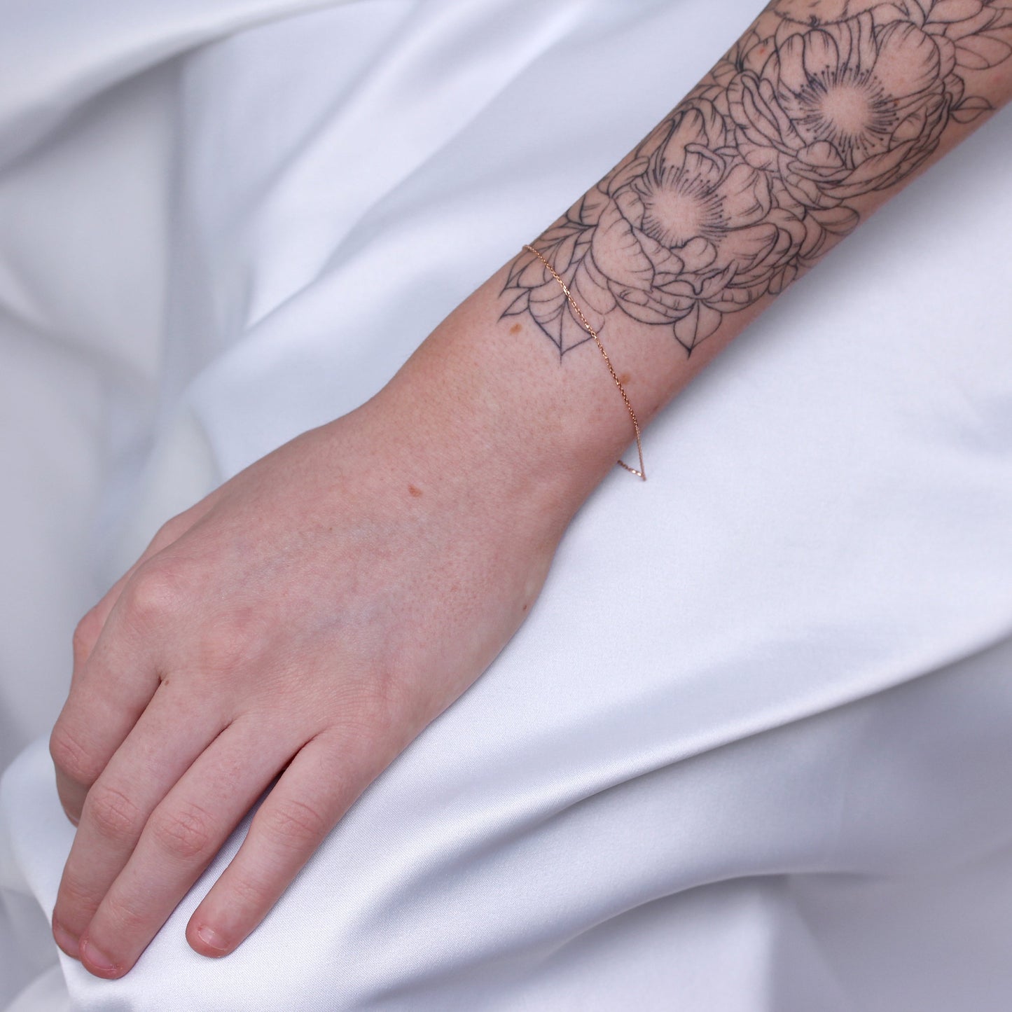 9ct Rose Gold Faceted Trace Chain Bracelet 7 - 8 Inches