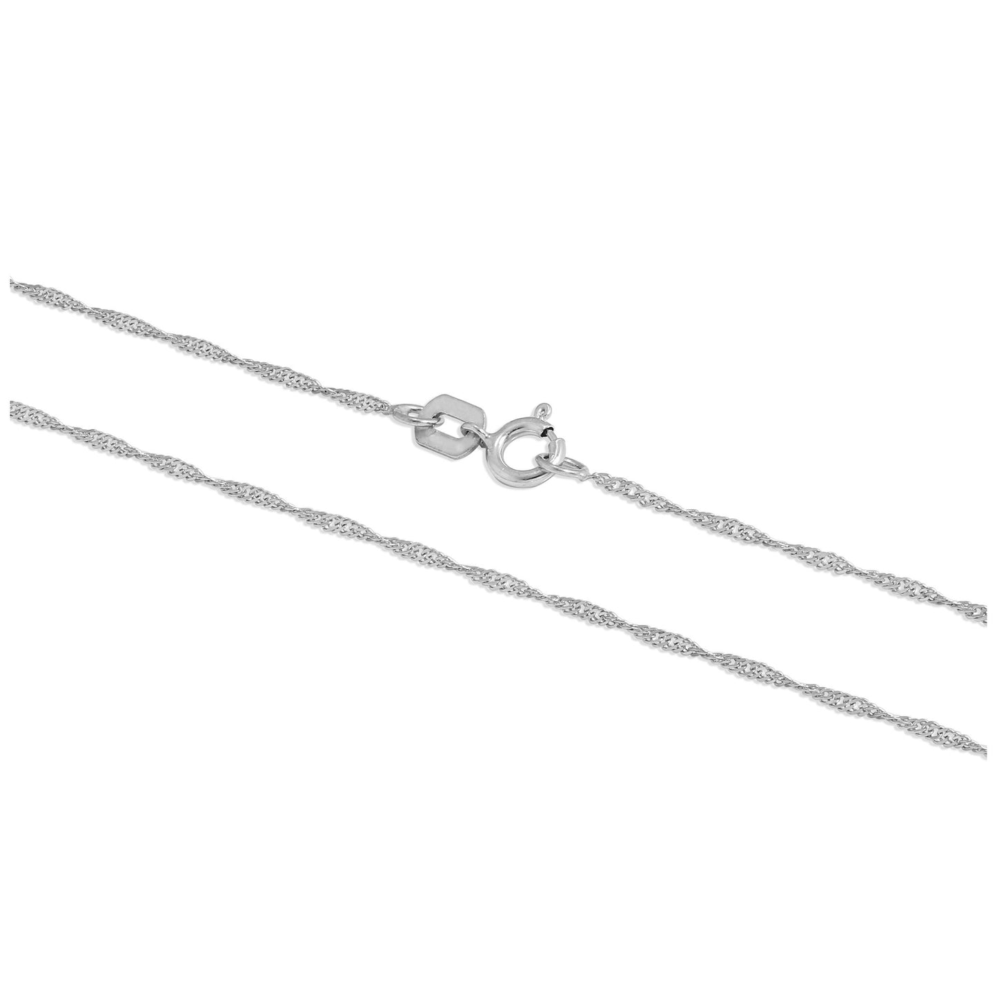 9ct White Gold Singapore Chain 16 - 22 Inches