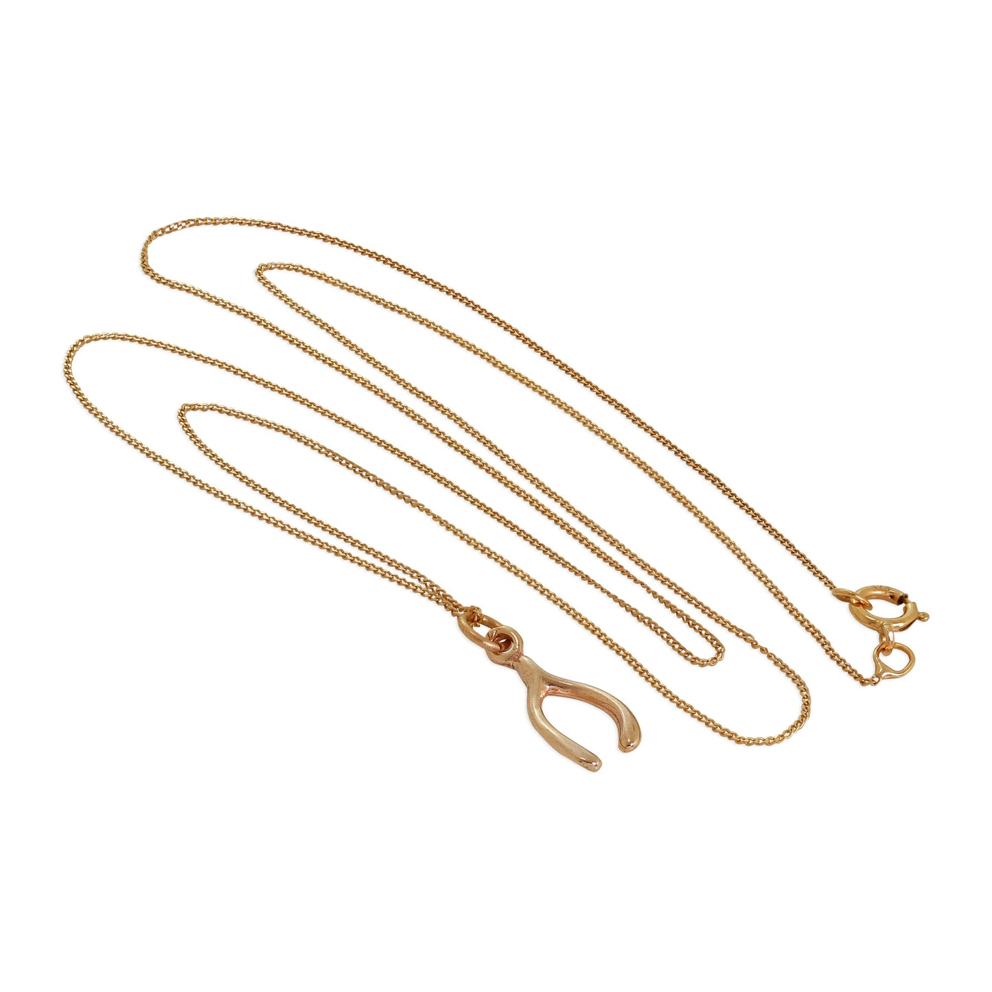 9ct Rose Gold Wishbone Necklace - 18 Inch Chain