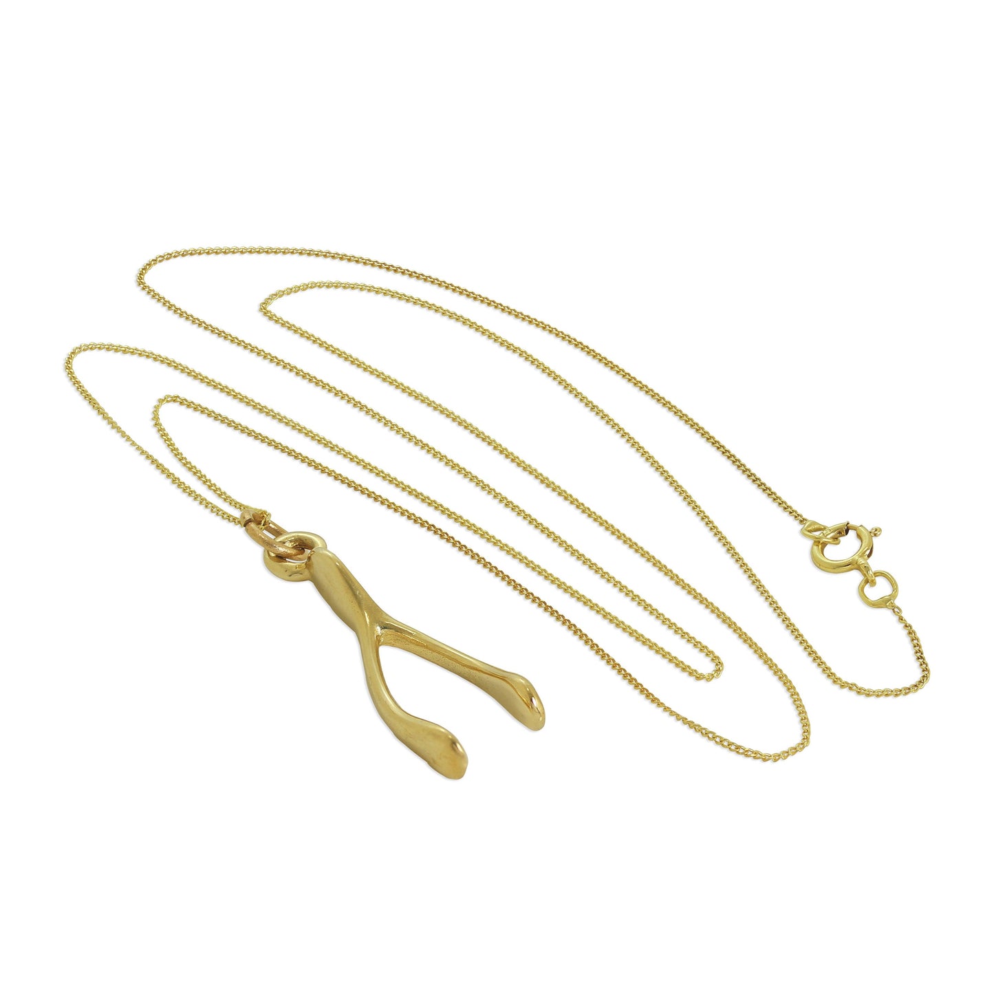9ct Gold Wishbone Necklace - 18 Inch Chain