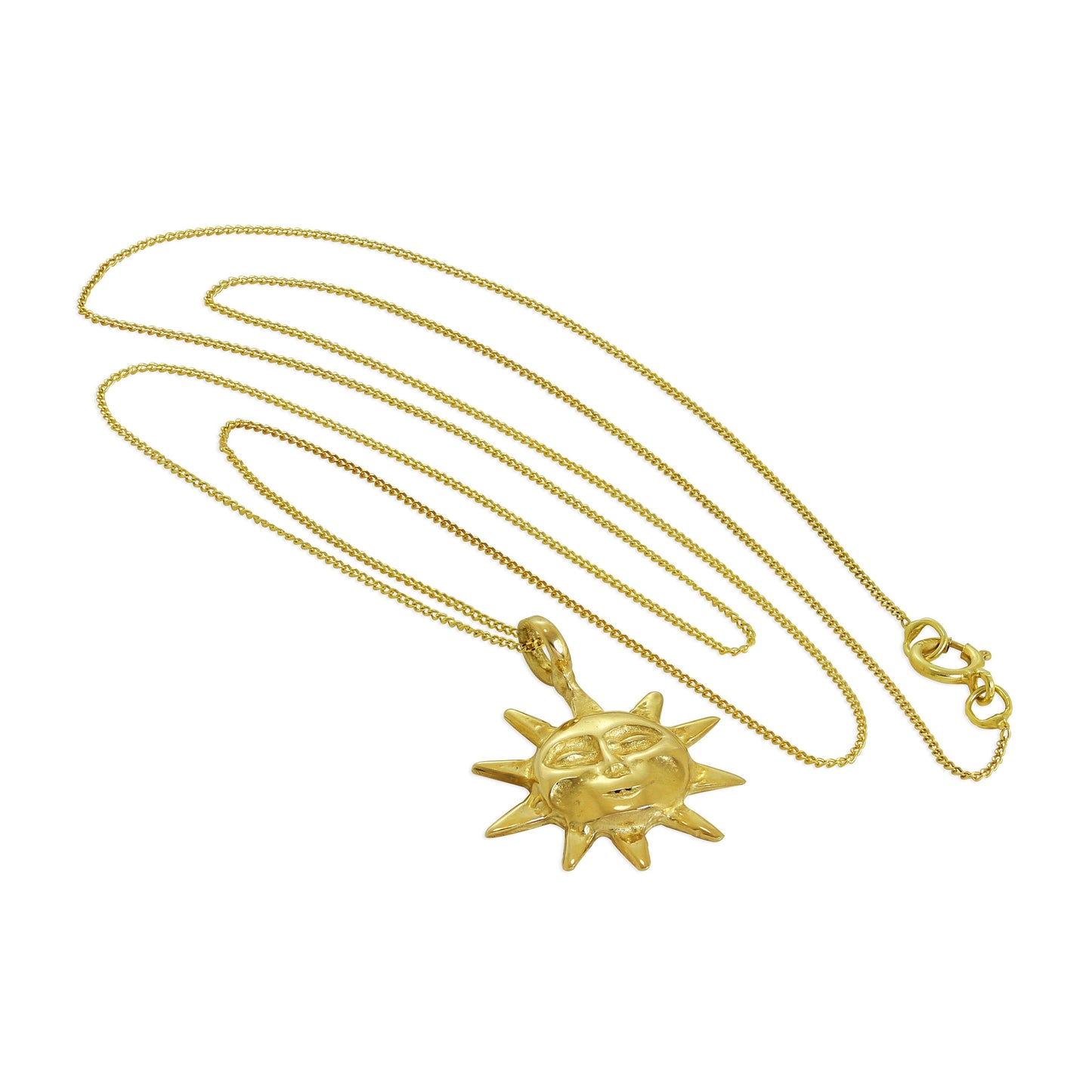 9ct Gold Sun Necklace - 18 Inch Chain