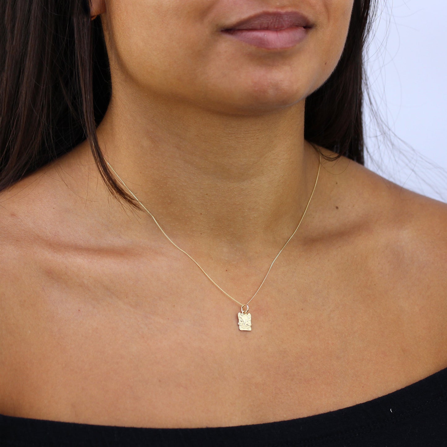 9ct Gold Cat Necklace - 18 Inch Chain