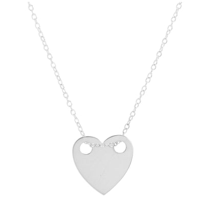 Sterling Silver Engravable Flat Heart Pendant Necklace 14 - 22 Inches