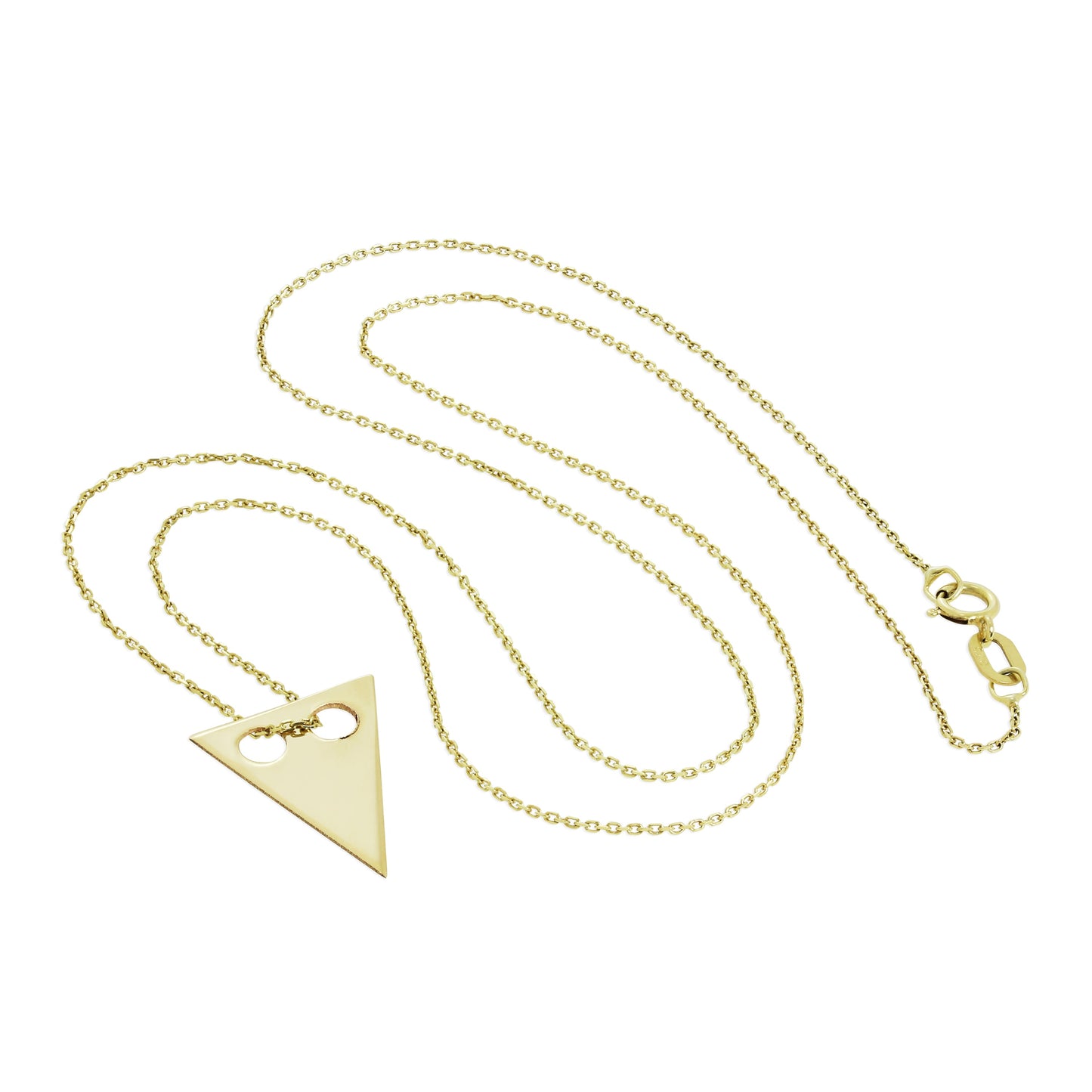 9ct Gold Engravable Flat Triangle Pendant Necklace 16 - 20 Inches