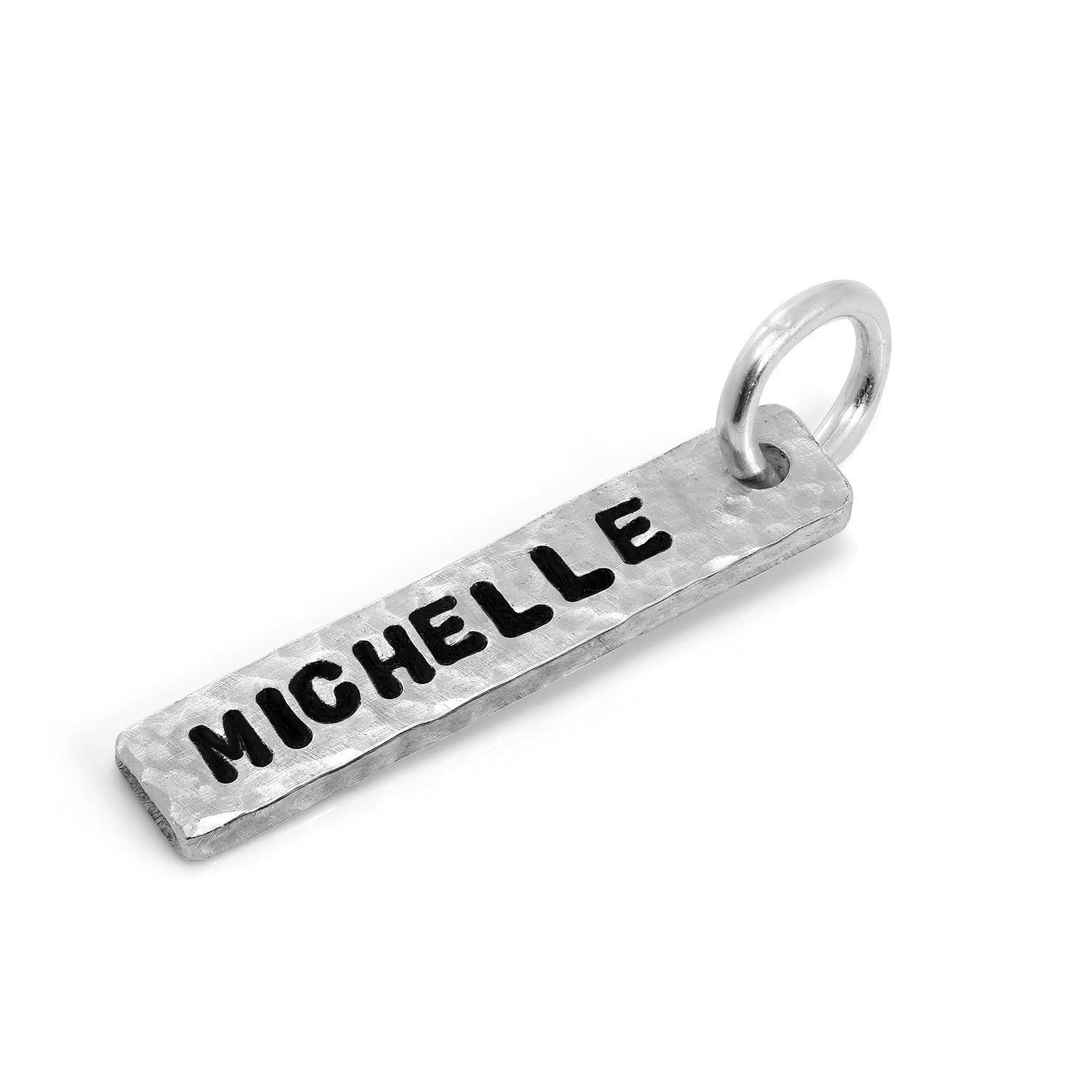 Personalised Sterling Silver Hammered Drop Hand Made Charm