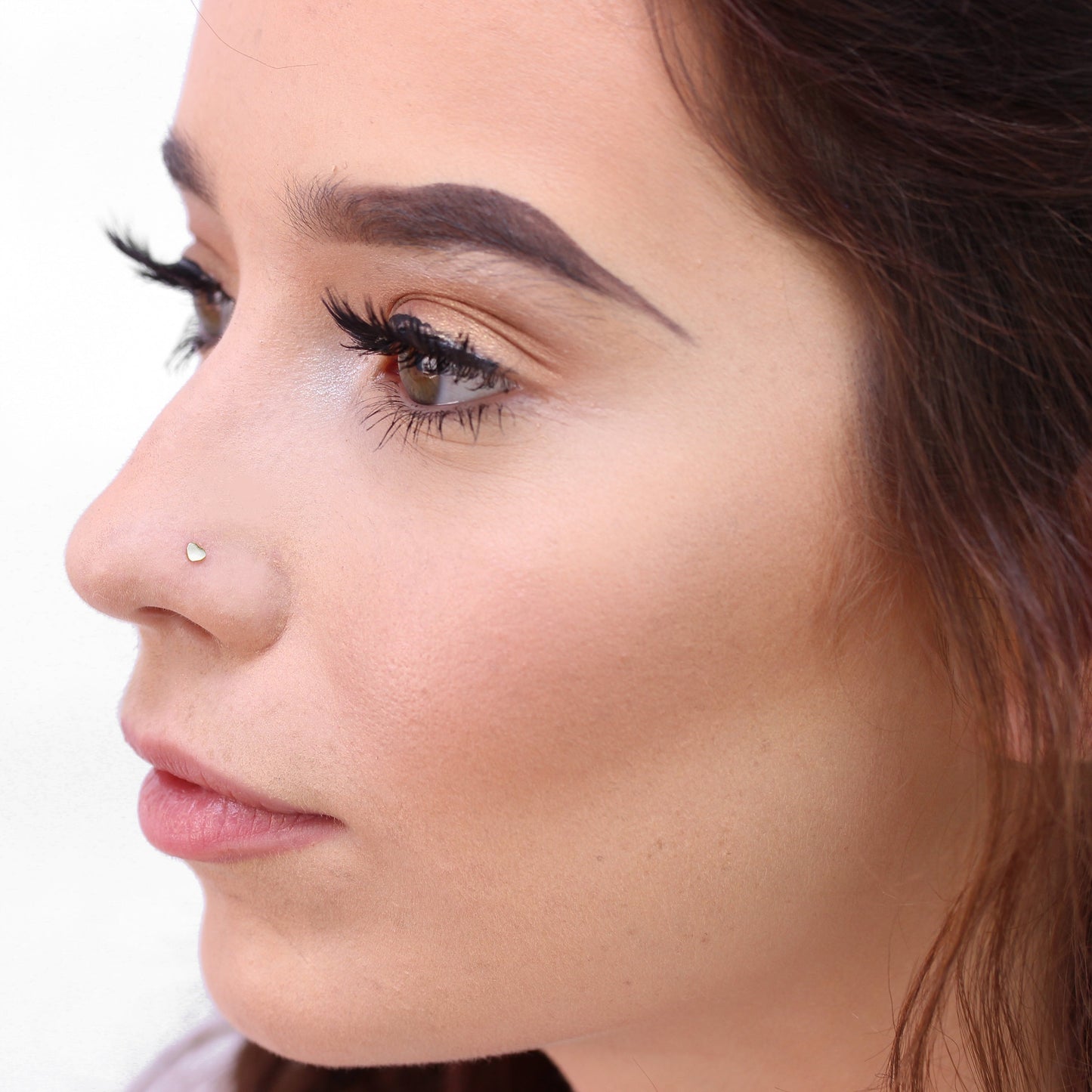 Sterling Silver 3mm Heart L-Shaped Nose Stud