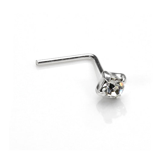 Sterling Silver Clear Crystal 2mm Nose Stud
