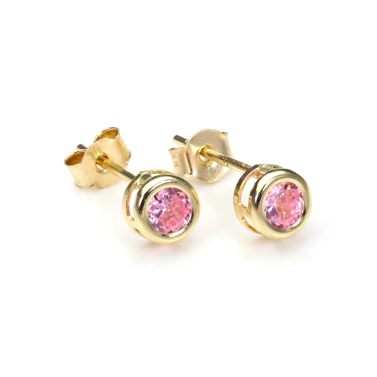 9ct Yellow Gold Gemstone & Crystal 4mm Stud Earrings