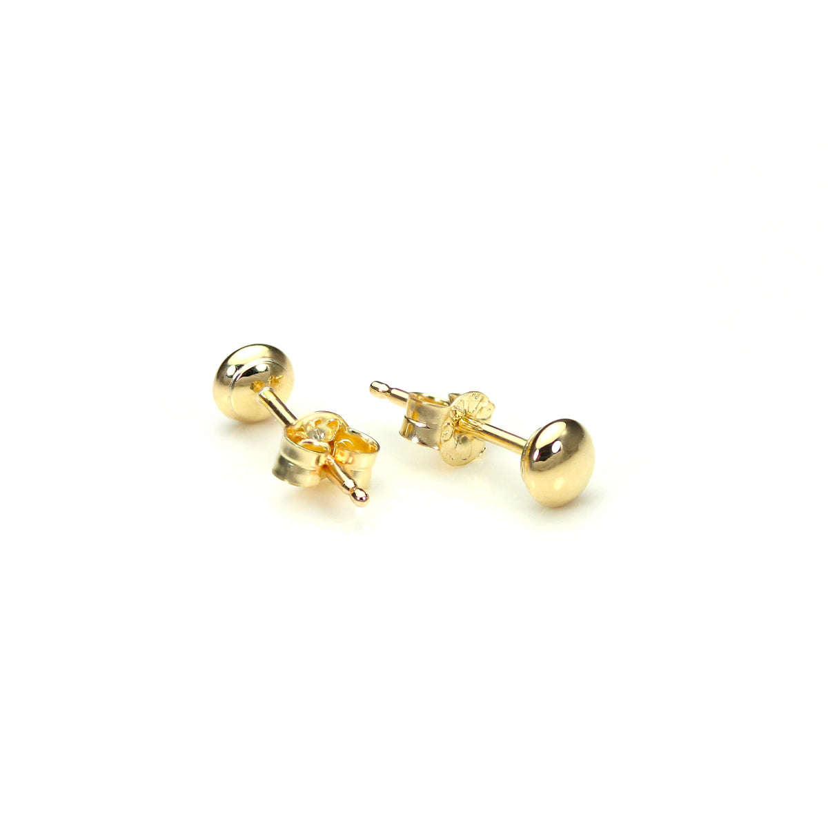 9ct Yellow Gold Plain Round Button Stud Earrings