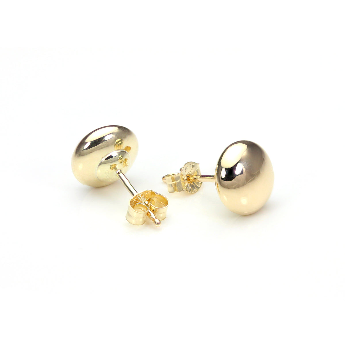 9ct Yellow Gold Plain Round Button Stud Earrings
