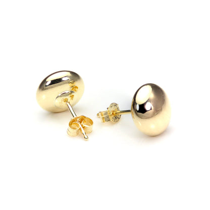 9ct Yellow Gold Plain Round Button Stud Earrings