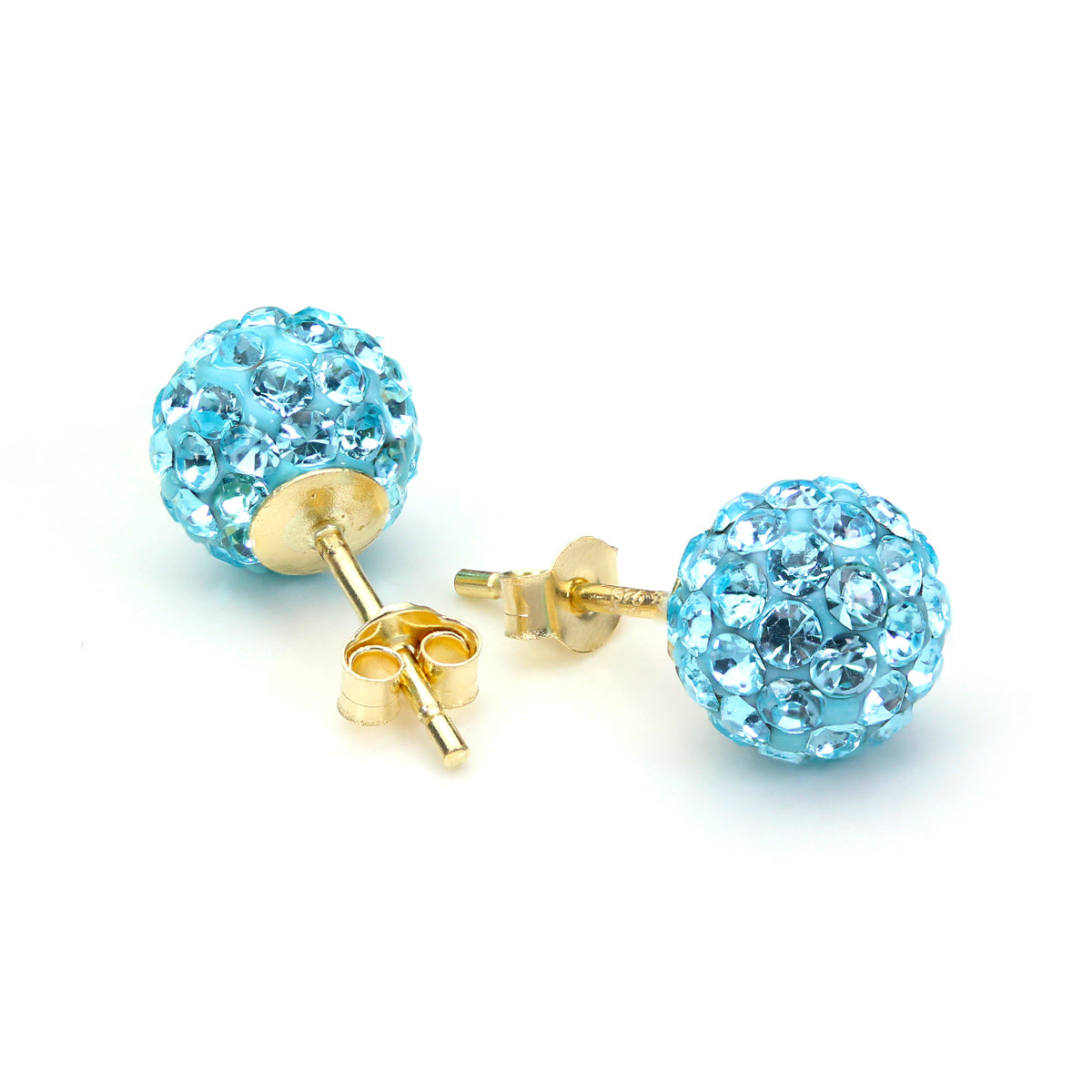 9ct Yellow Gold Pave Crystal 7mm Stud Earrings