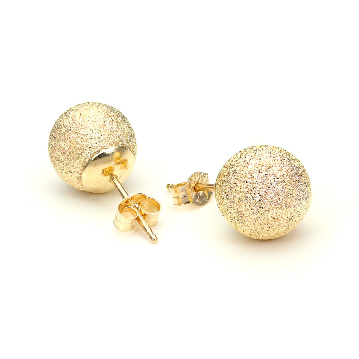 9ct Yellow Gold Frosted Ball Stud Earrings