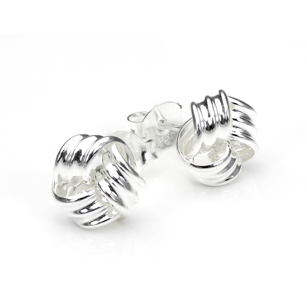 Sterling Silver 8mm 3-Strand Knot Stud Earrings