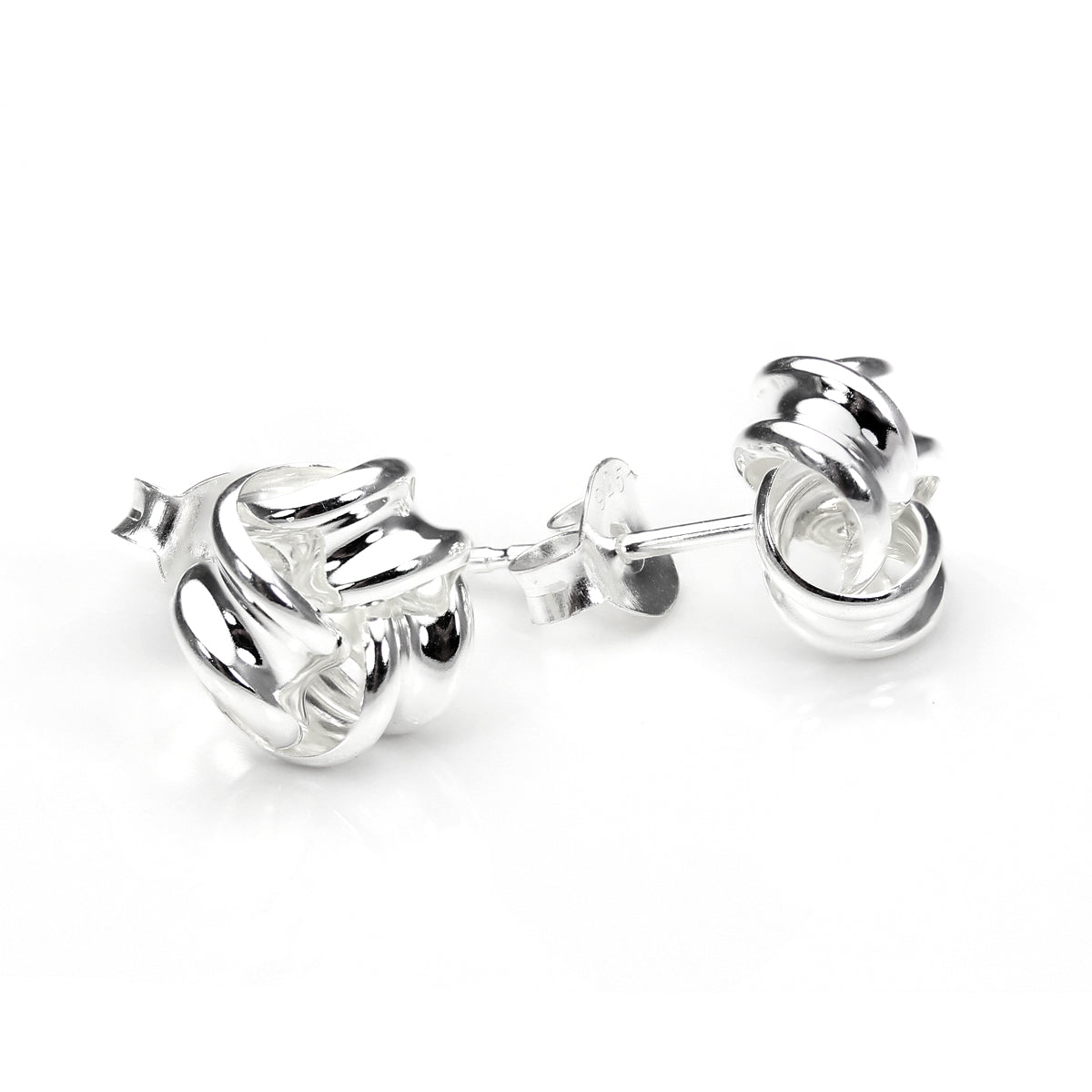 Sterling Silver 8mm Solid Knot Stud Earrings