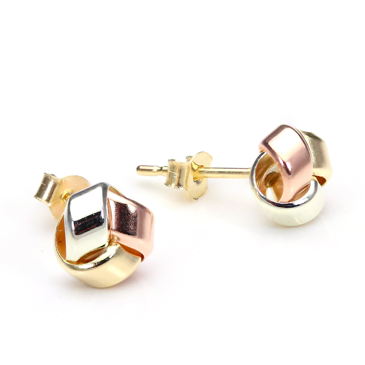 9ct Mixed Gold 6mm Knot Stud Earrings