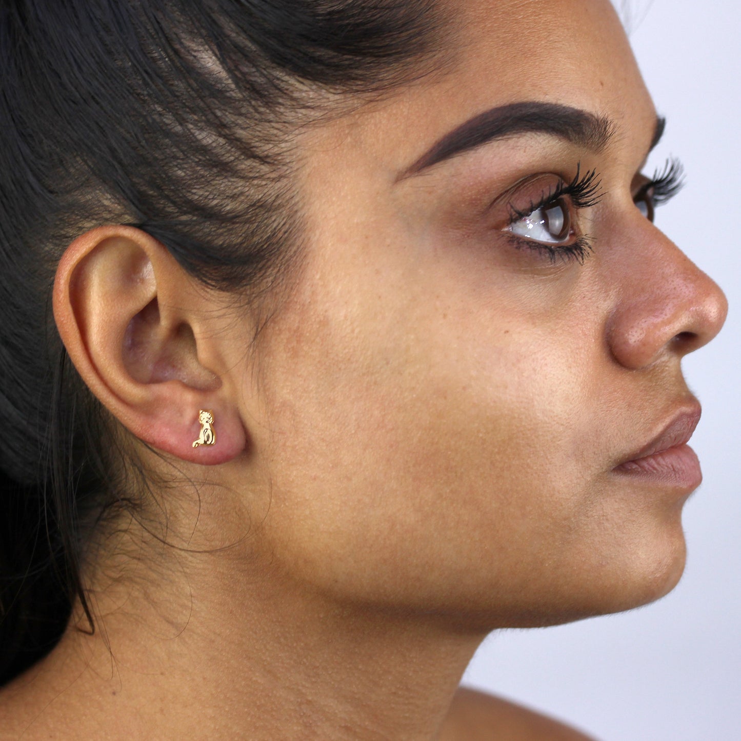 9ct Yellow Gold Sitting Cat Stud Earrings