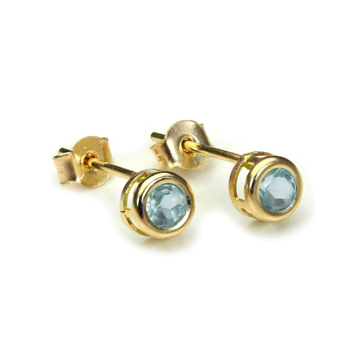 9ct Yellow Gold Gemstone & Crystal 4mm Stud Earrings
