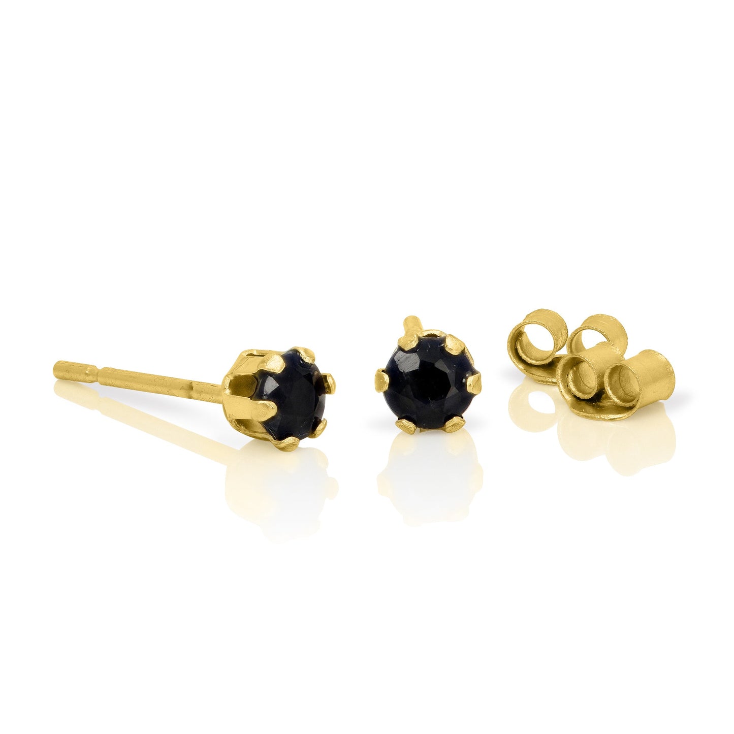 9ct Gold & 3mm Round Gemstone Stud Earrings