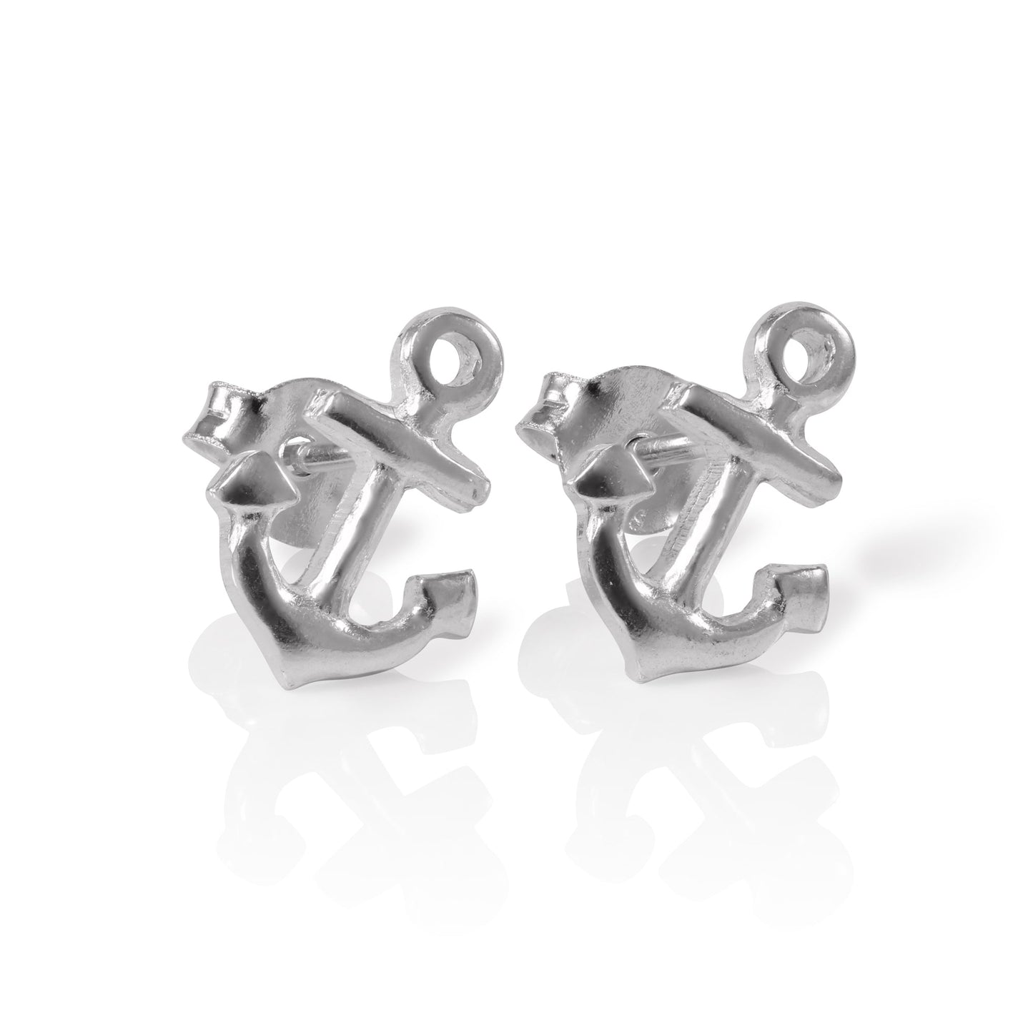 Sterling Silver Naval Anchor Stud Earrings