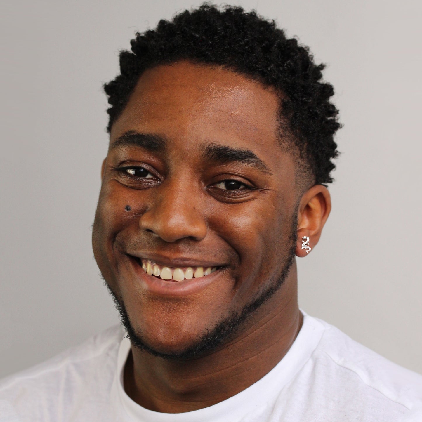 Sterling Silver Mens Dragon Single Ear Stud Earring