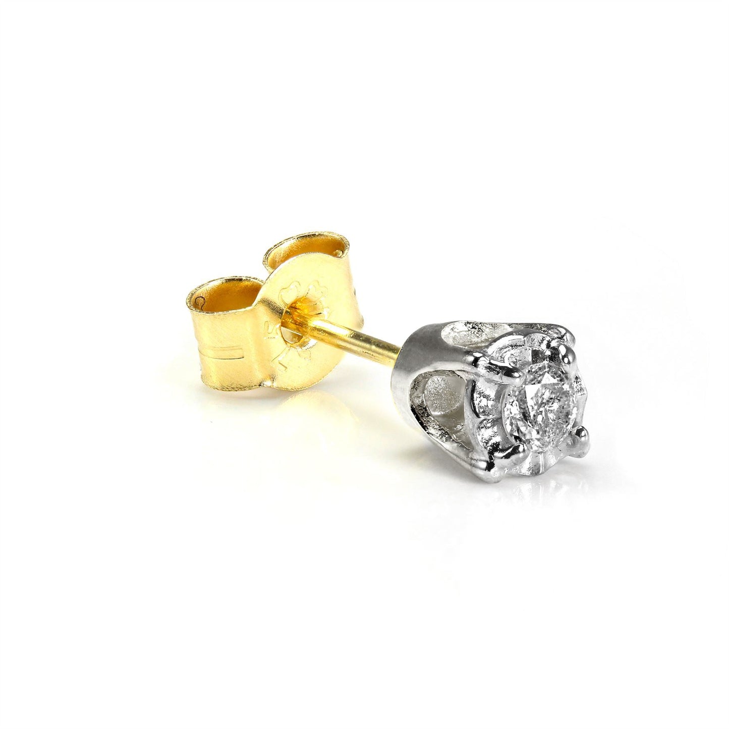 9ct Gold 0.05ct Diamond Square Mens Ear Stud Earring