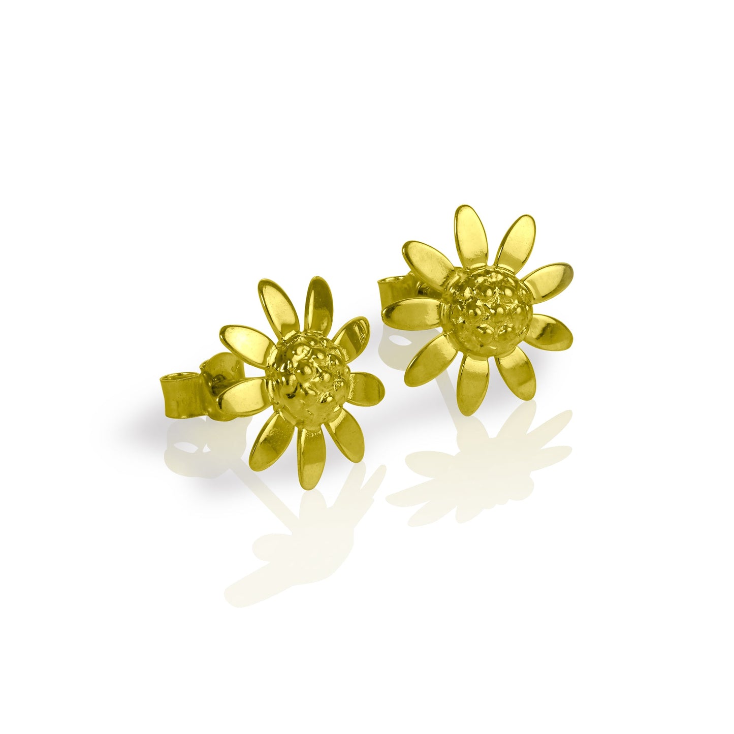 9ct Gold Sunflower Stud Earrings