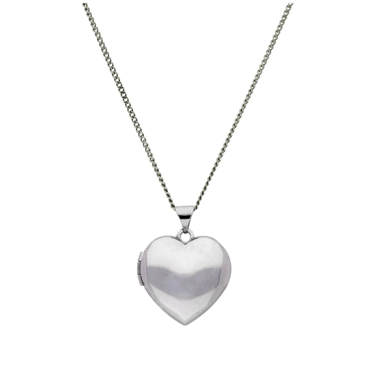 9ct White Gold Engravable Heart Locket on Chain 16 - 18 Inches
