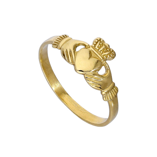 9ct Gold Childrens Claddagh Ring Size A - H