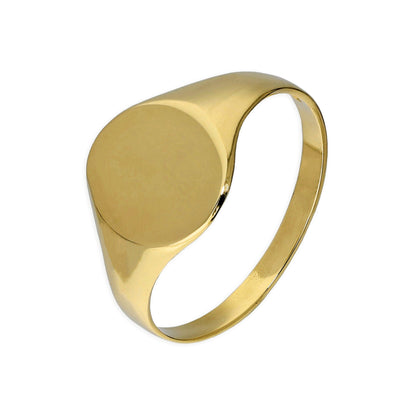 9ct Gold Engravable Ladies Round Signet Ring Size L - Q