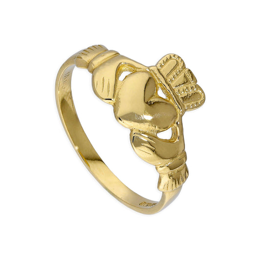 9ct Gold Ladies Claddagh Ring Size L - Q
