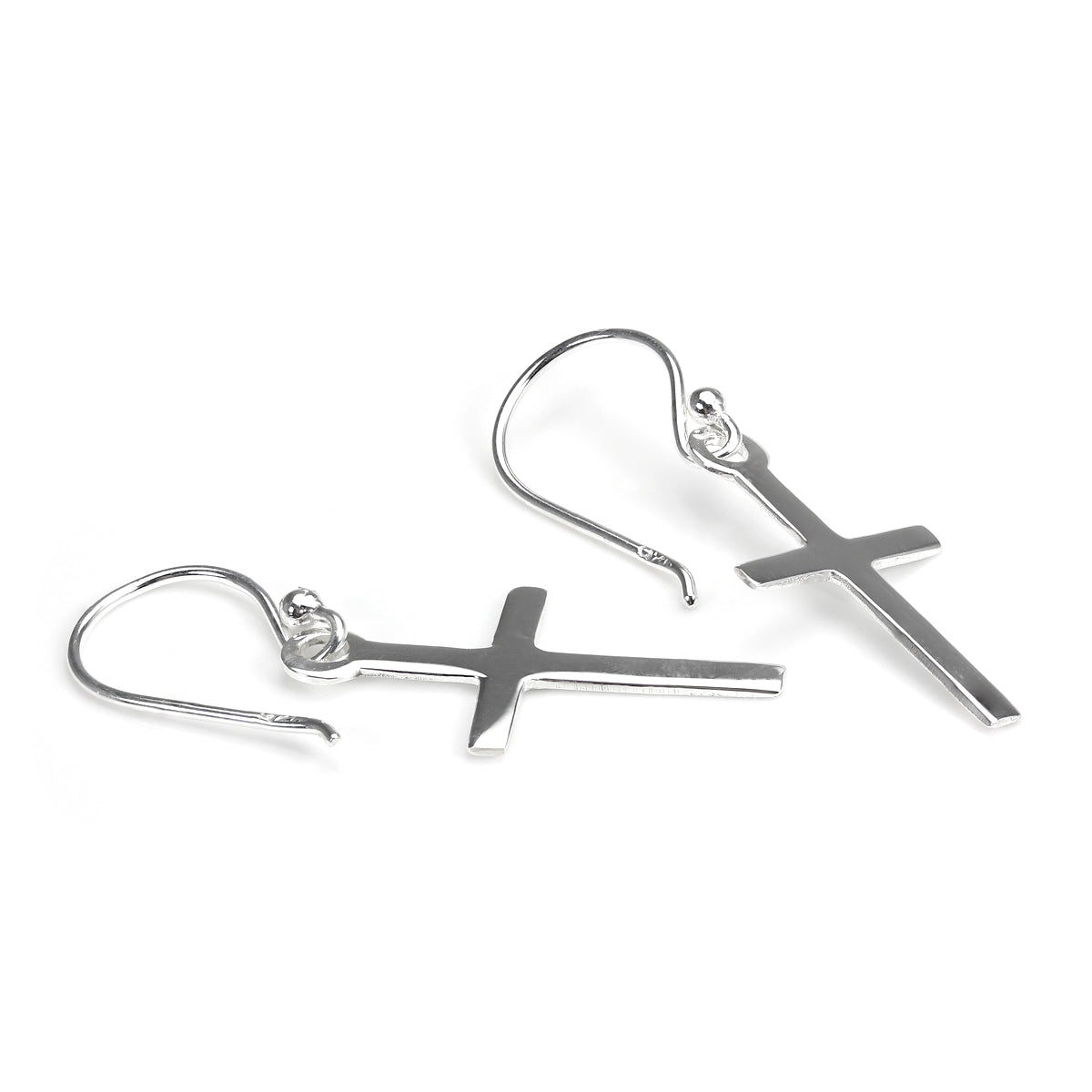 Sterling Silver Cross Drop Earrings