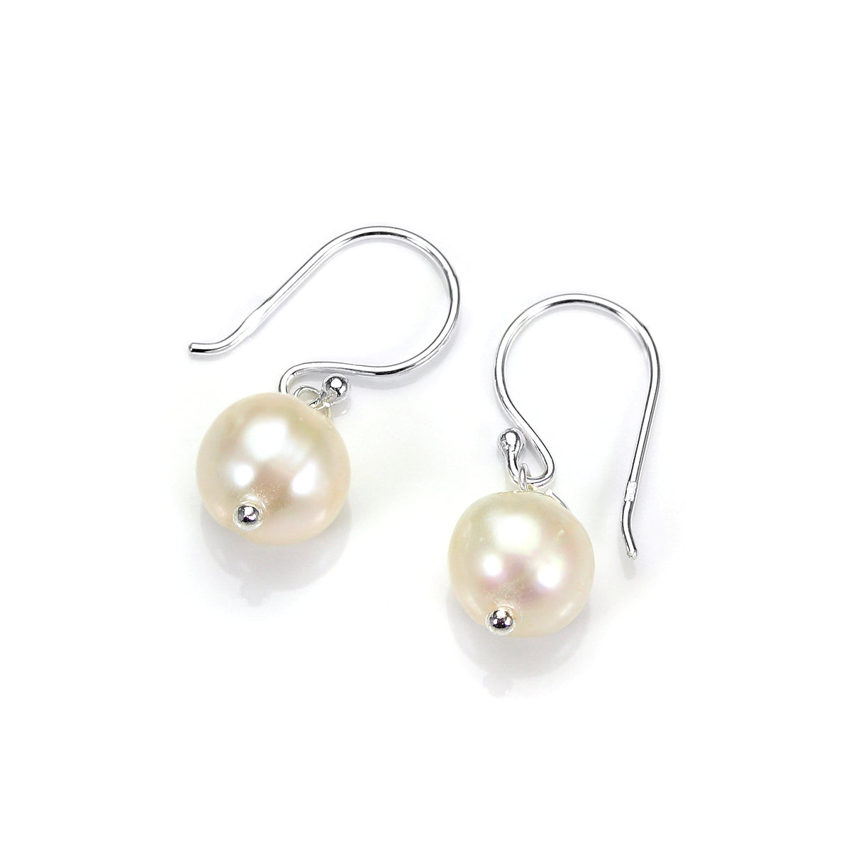 Sterling Silver 9mm Freshwater Pearl Drop Earrings