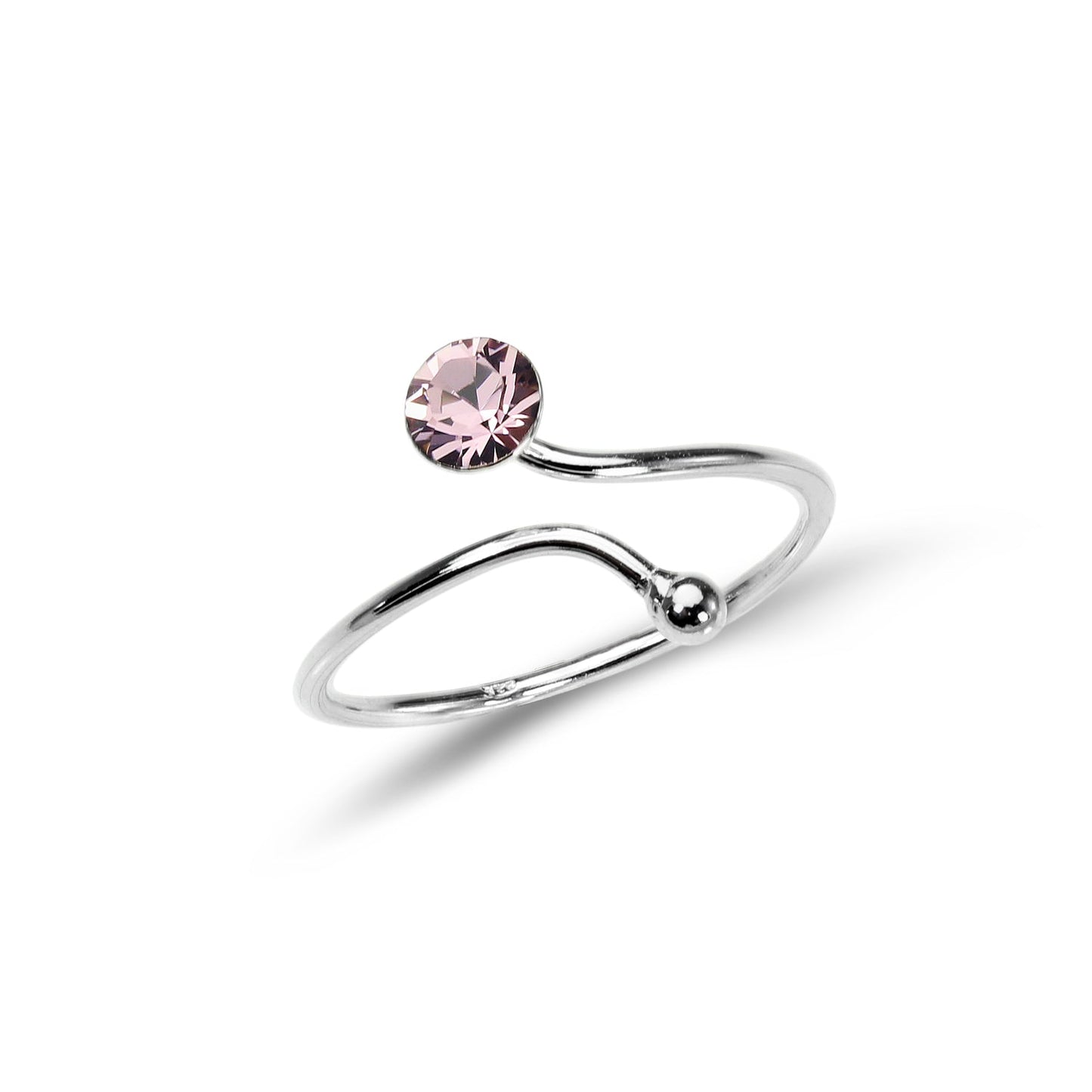 Sterling Silver Adjustable Wire Toe Ring with 4mm Crystal CZ