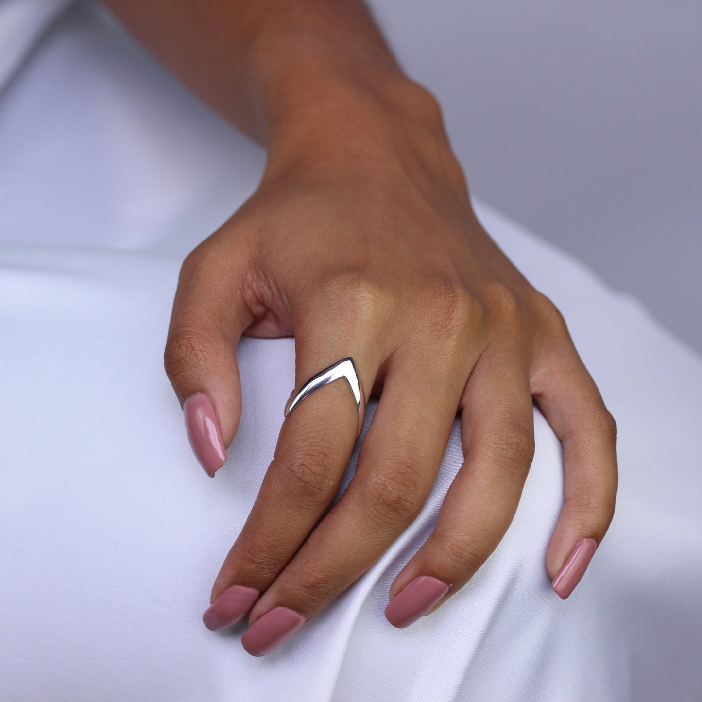 Sterling Silver Wishbone Ring - Size J - U