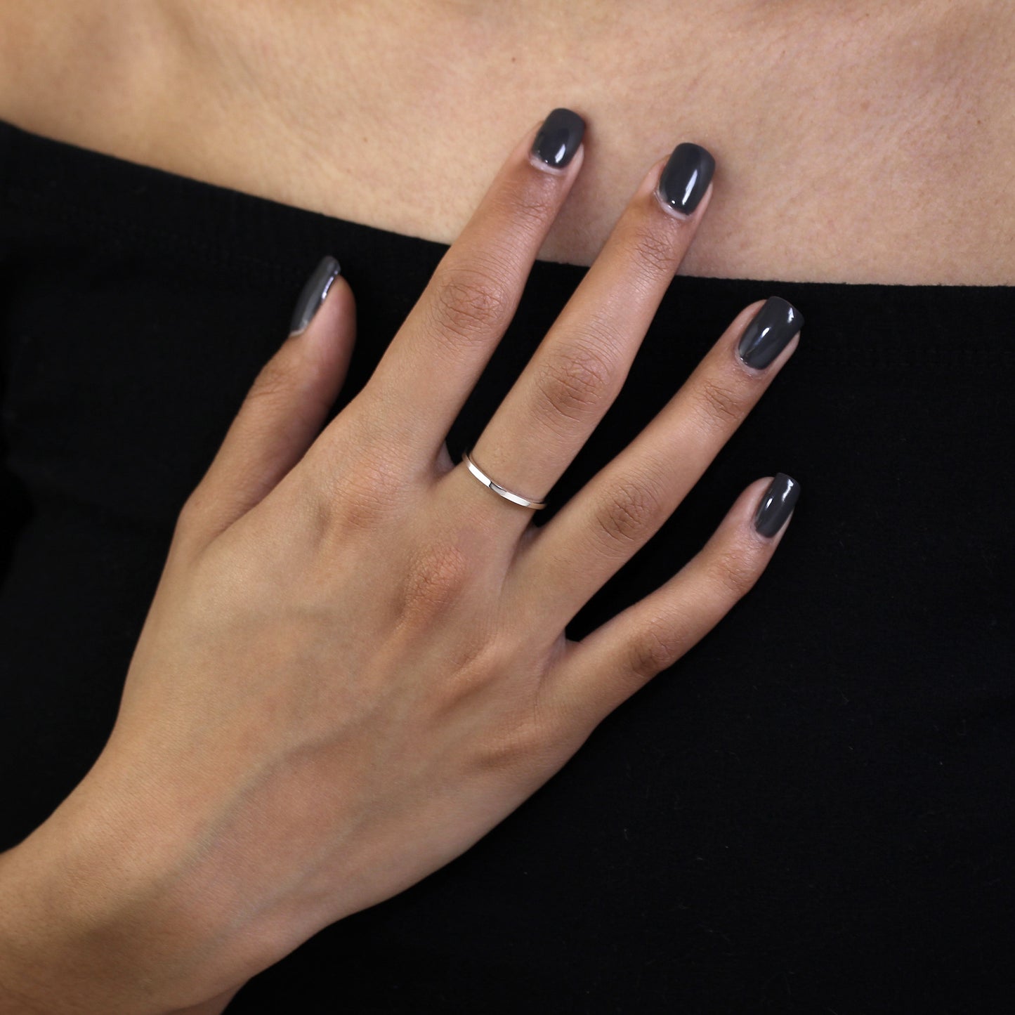 Plain Sterling Silver 1.5mm Stacking Ring Size I-U